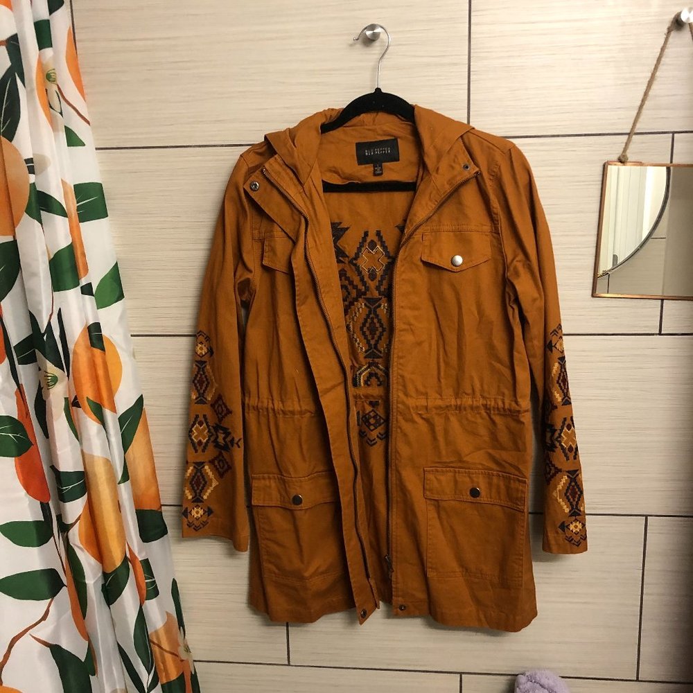Embroidered Burnt Orange Trench Jacket
